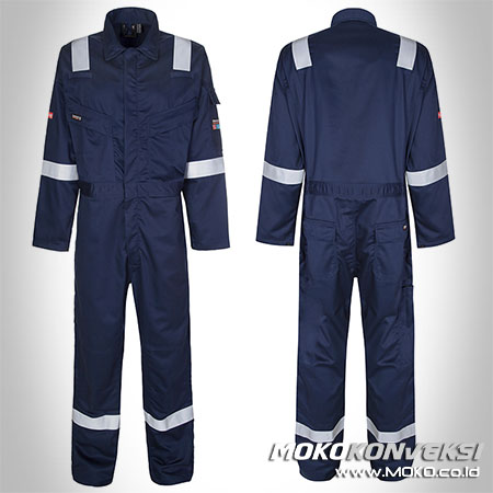 Model Wearpack Terbaru Coverall Warna Biru Navy Scotchlite Reflektor