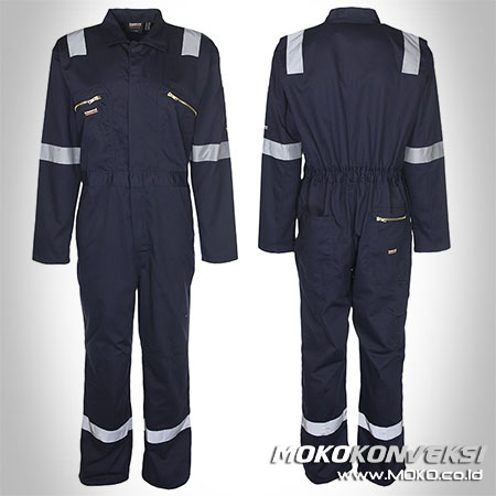 Wearpack Design Coverall Safety Warna Hitam Scotchlite Reflektor