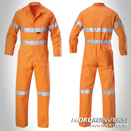 Model Seragam Wearpack Safety Coverall Standar Warna Orange Scotchlite Reflektor