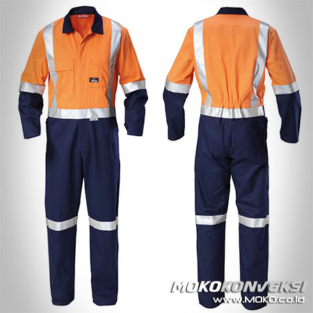 Desain Wearpack Coverall Safety Warna Orange Navy Scotchlite Reflektor